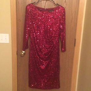 Dark Red Sequin Dress